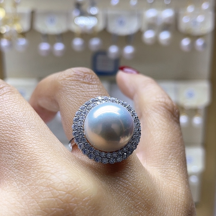 淡水珍珠戒指银S925镶嵌