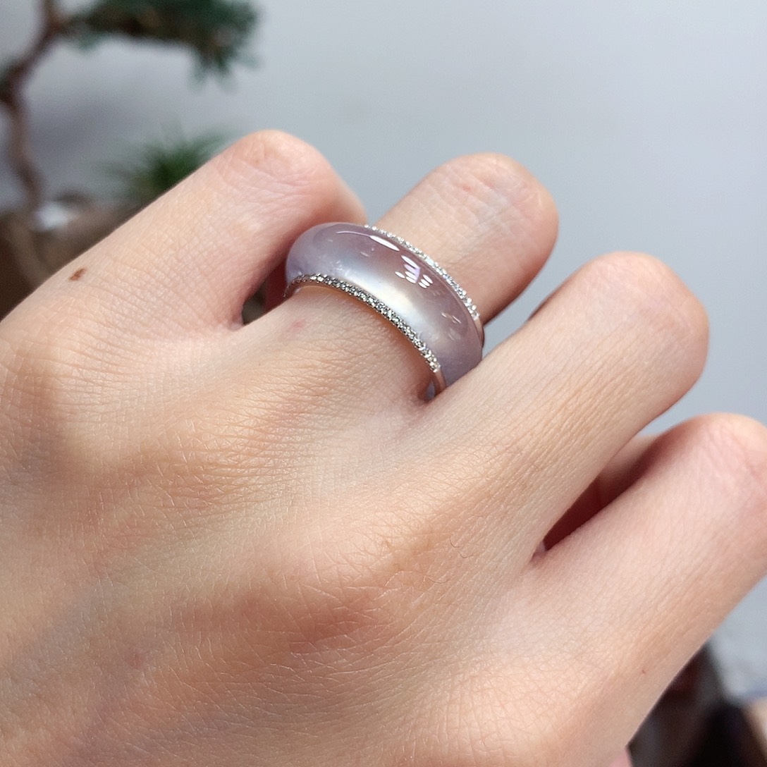 18K金镶嵌戒指翡翠10号一套