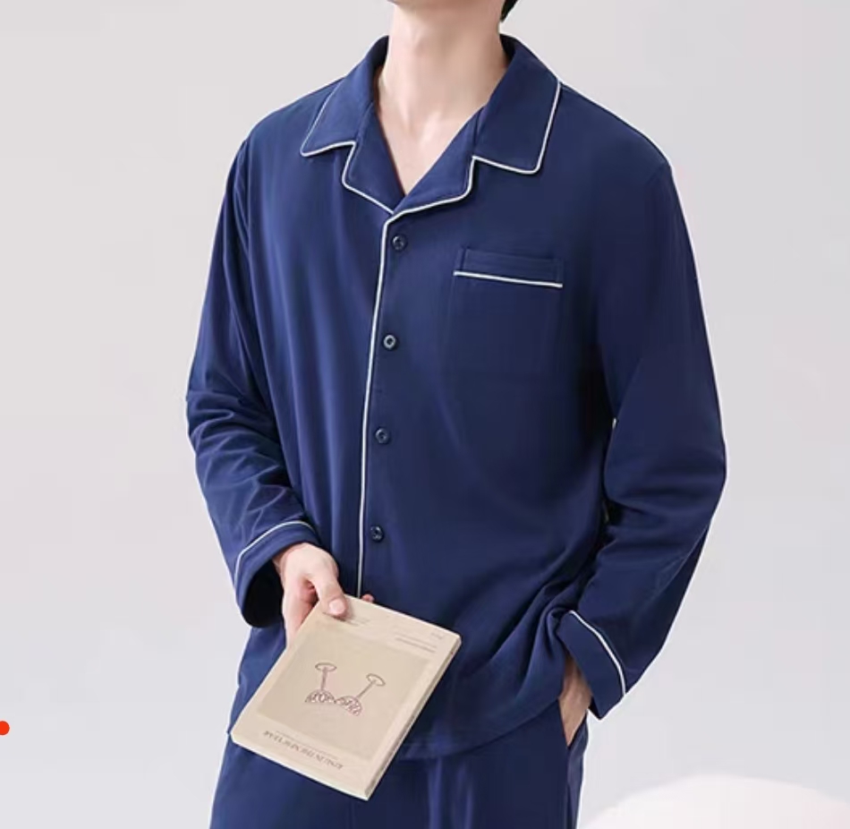 男士睡衣冬季保暖高级感可外穿家居服套装新款简约Y055