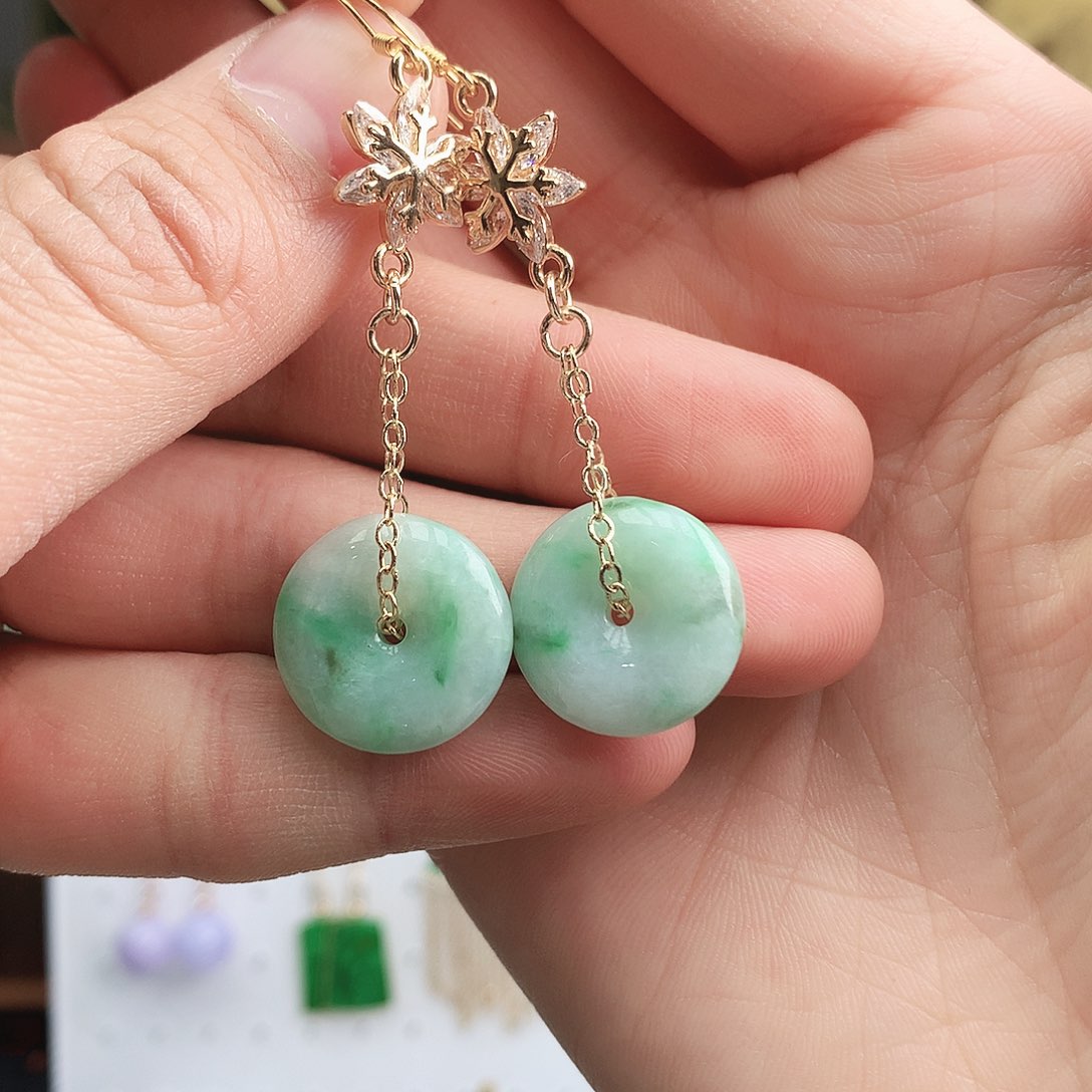 翡翠耳饰银S925镶嵌耳饰