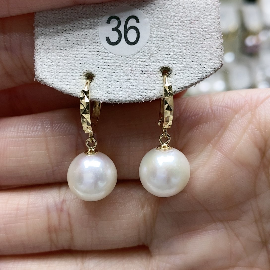 淡水珍珠耳饰银S925镀金镶嵌