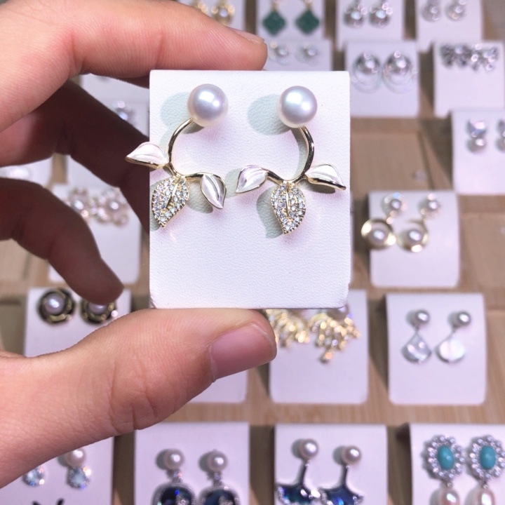 淡水珍珠耳饰银S925镶嵌