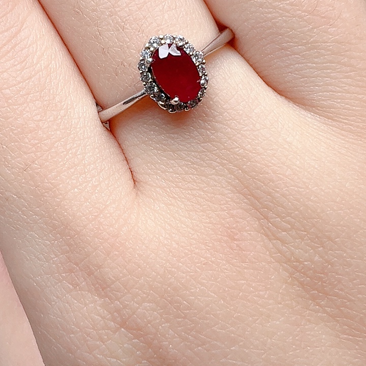 戒指红宝石银S925镶嵌