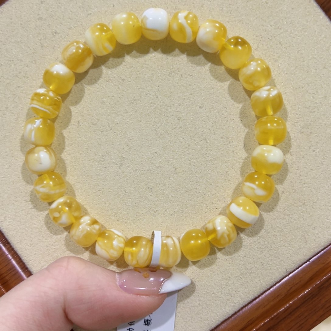 蜜蜡手链未镶嵌a****a8.5m金瓷白