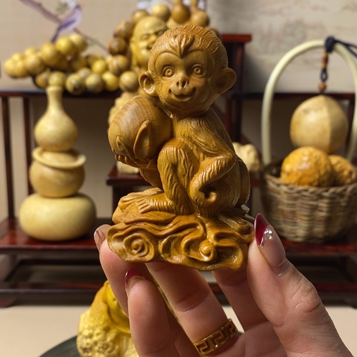 香榧木?****发黄杨木手把件