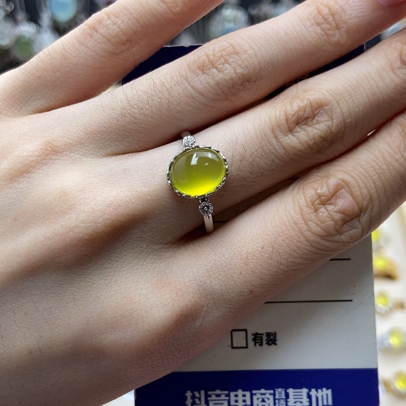 【闪购商品】岫玉戒指银S925镶嵌开口