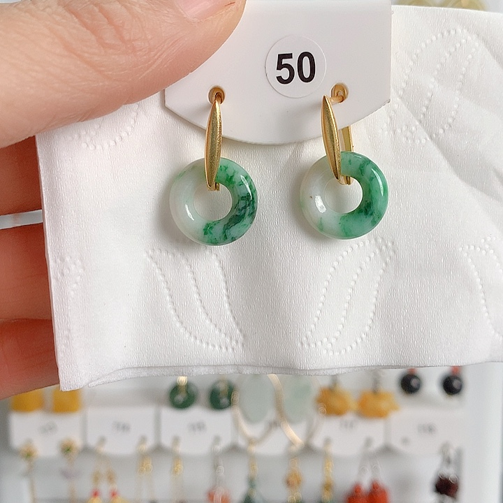 翡翠耳饰银S925镶嵌翡翠