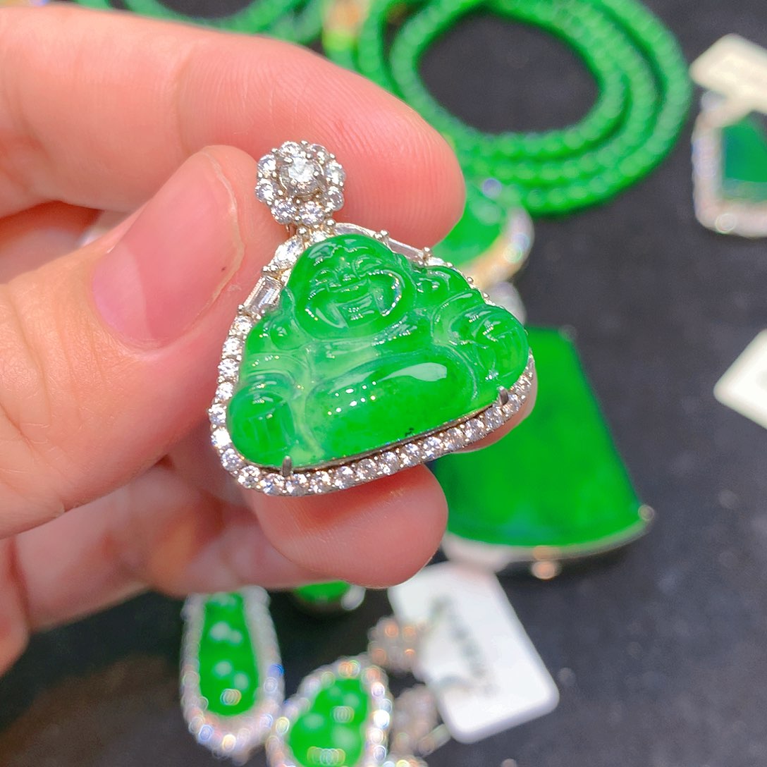 吊坠(不含链)银S925镶嵌翡翠翡翠