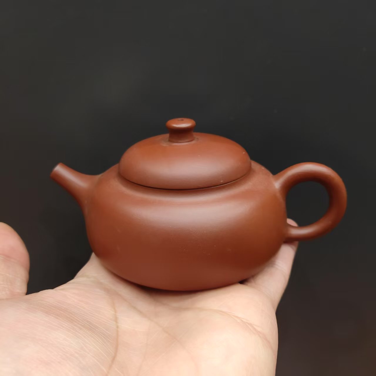 高端手工紫砂壶 扁晨红泥160cc 复古中式茶壶