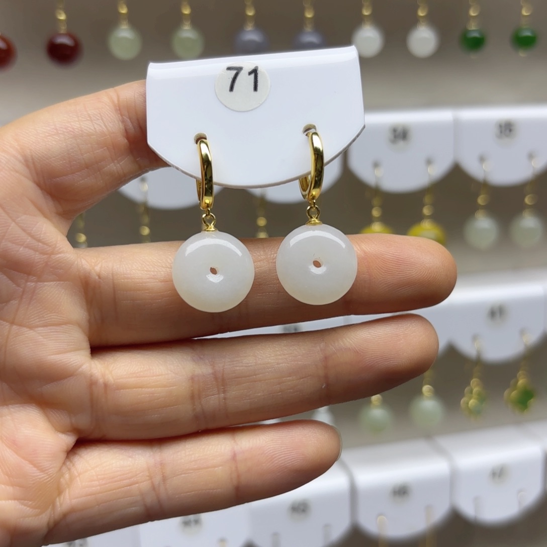 银S925镶嵌和田玉耳饰