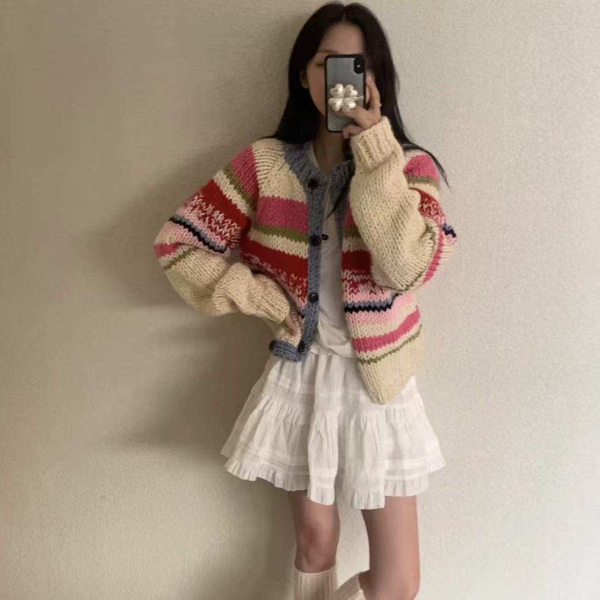  Tian Weave彩虹手工编制开衫毛衣外套