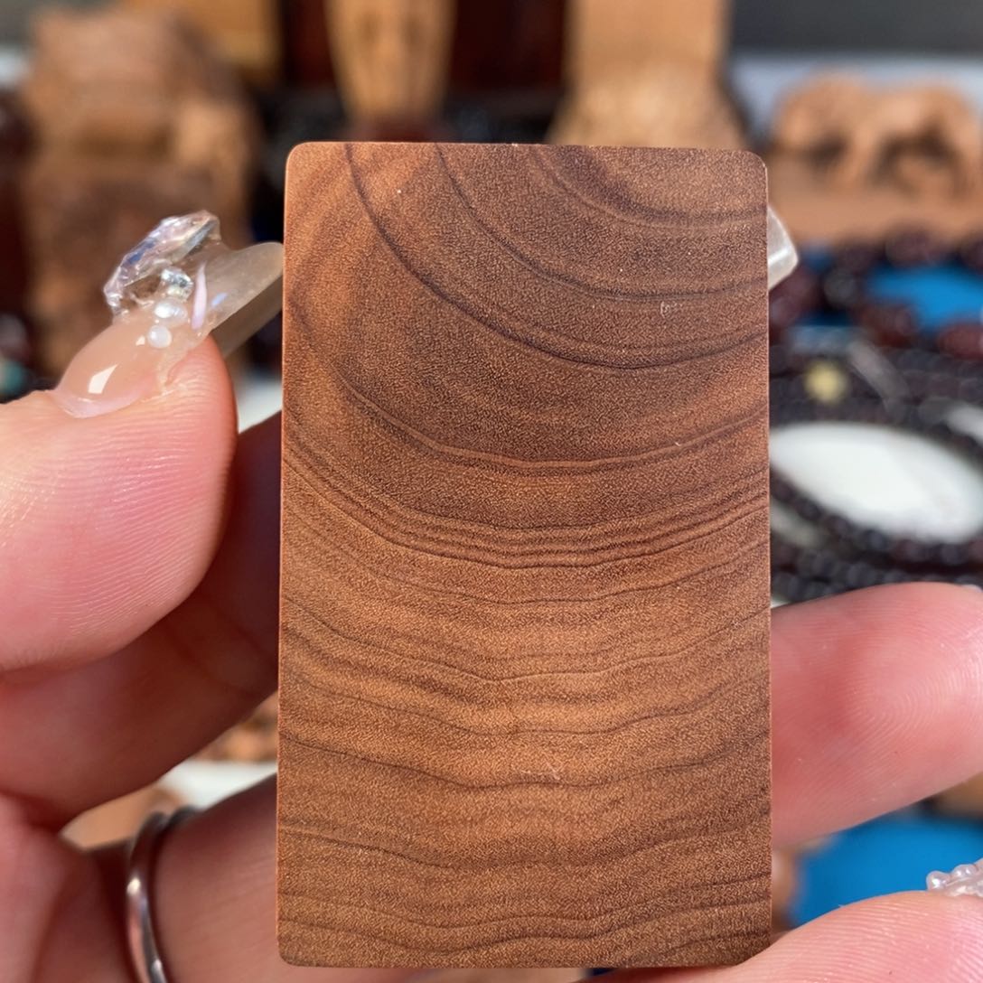 檀香木把件老山檀香横纹黑肉351无事牌