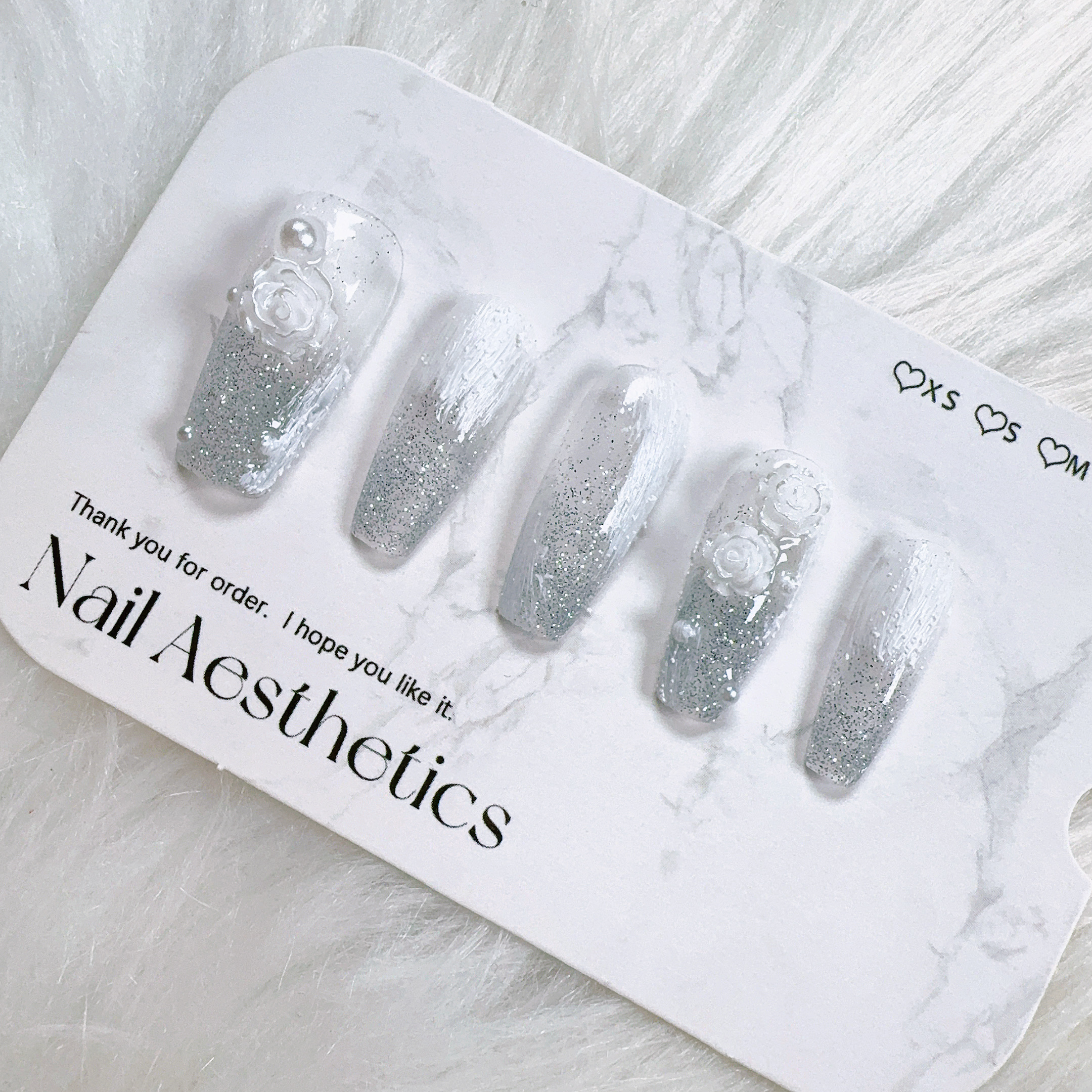 巧巧现货【婚纱玫瑰】磨砂中长款纯手工定制美甲拆卸穿戴甲A130659