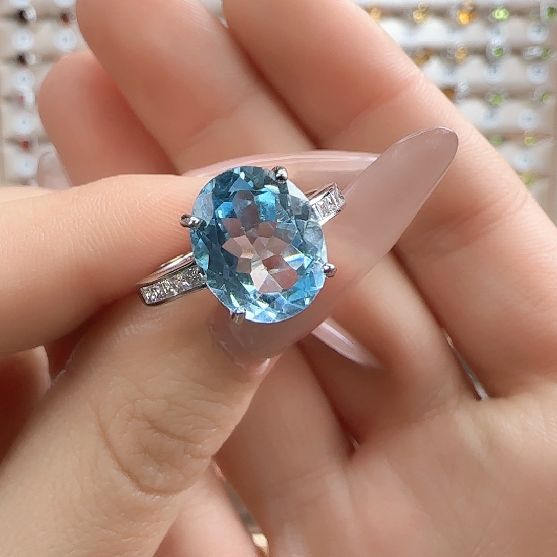 托帕石戒指银S925镶嵌换暴力黄