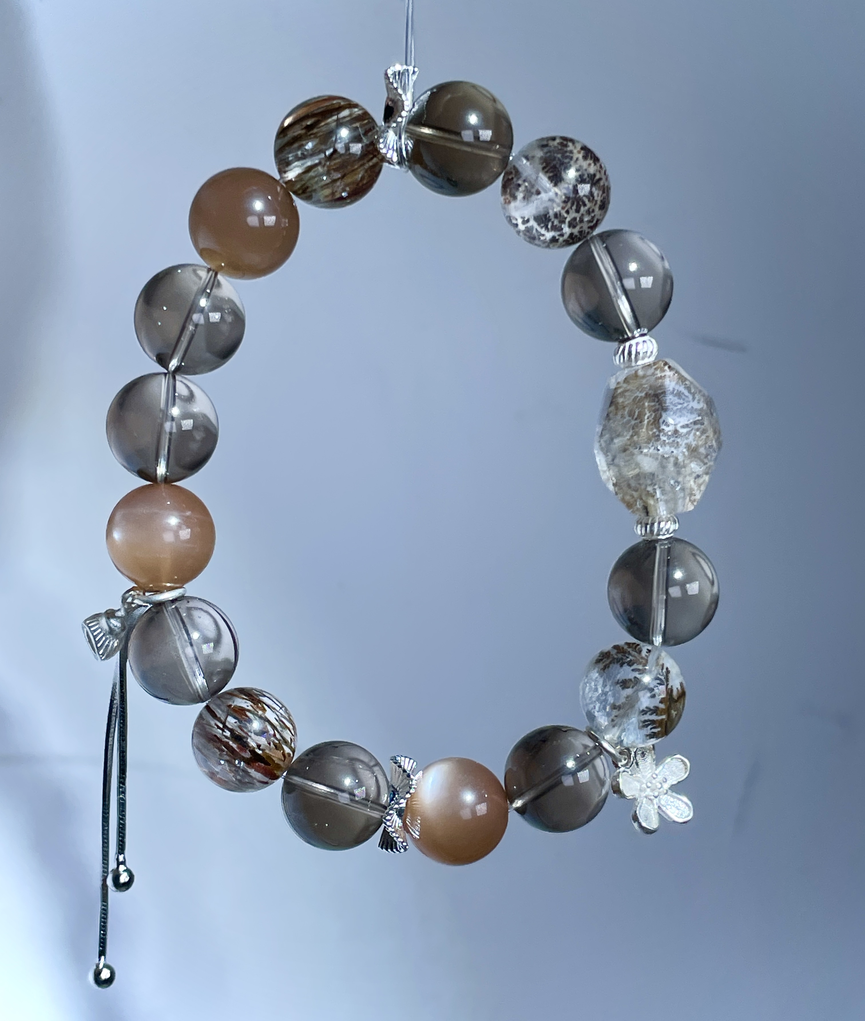 天然水晶未打孔珠子为正常工艺 黑发圆珠海蓝宝超七彼岸花随行