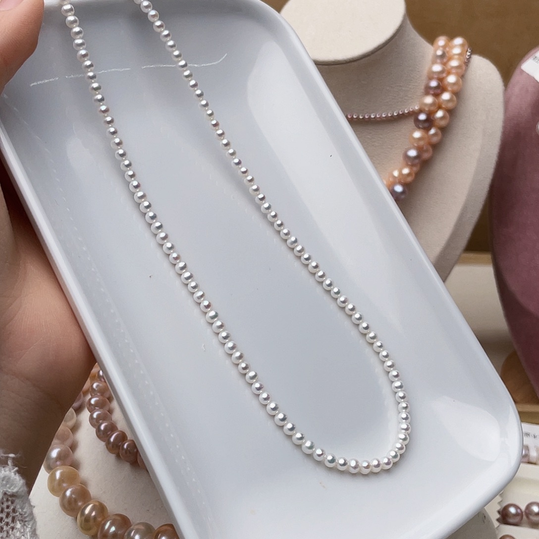 淡水珍珠项链银S925镶嵌兔***静4-4.5