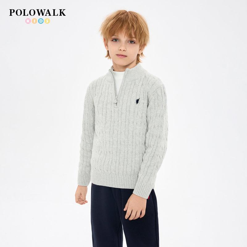 POLOWALK童装冬季新品半开门襟长男童 针织童装AMRW432C1151