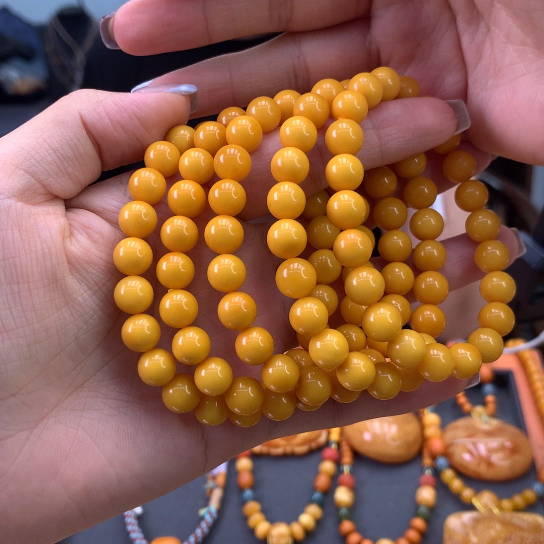 未镶嵌蜜蜡手串多样性发一