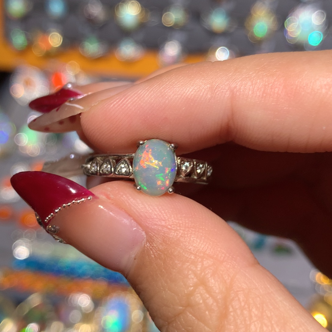 欧泊银S925镶嵌欧泊戒指y