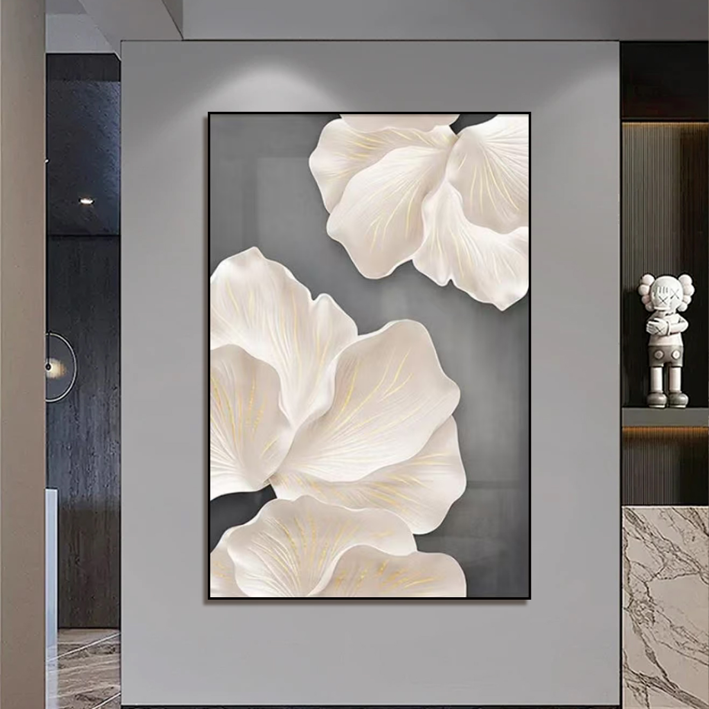 现代简约风抽象花卉客厅沙发背景墙装饰画高级感玄关过道走廊挂画