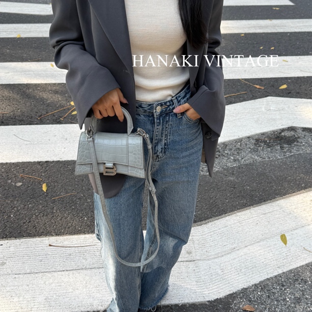 95新 Balenciaga/巴黎世家 花绮中古/巴黎世家灰色鳄纹xs沙漏包