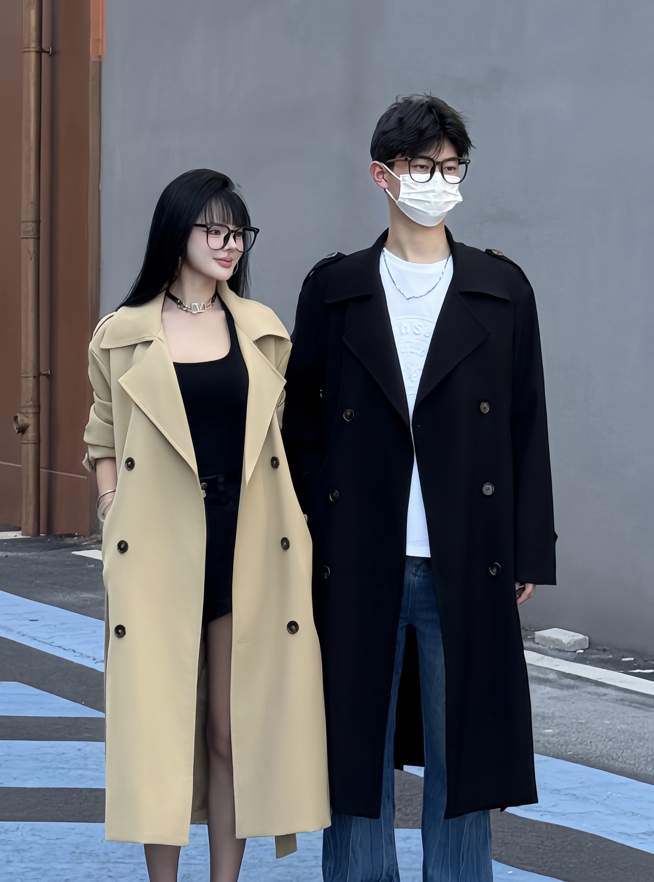 【3.0升级款】秋冬宽松中长款韩版男女过膝长款百搭外套周淼风衣