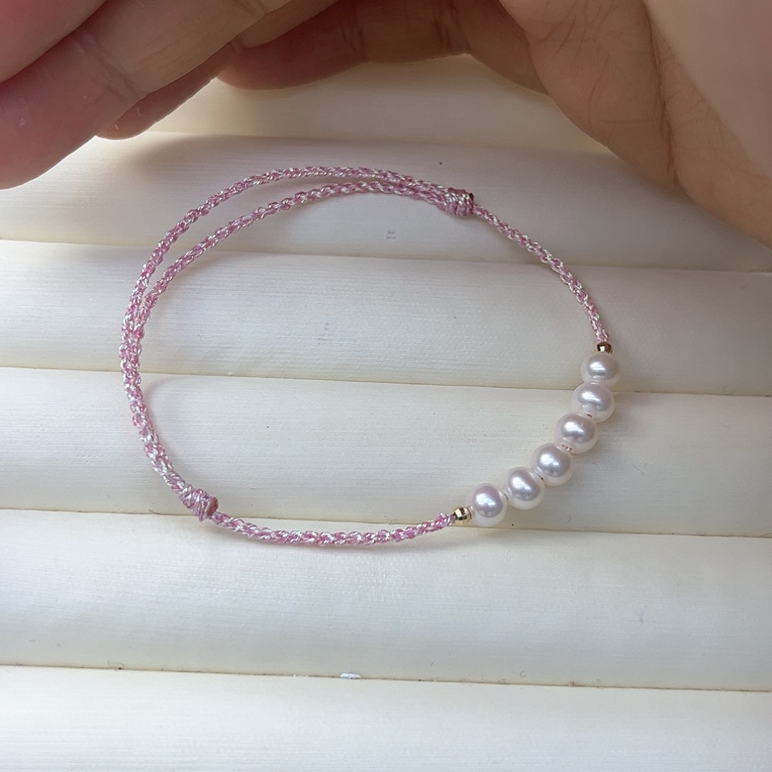 淡水珍珠手绳18K金镶嵌