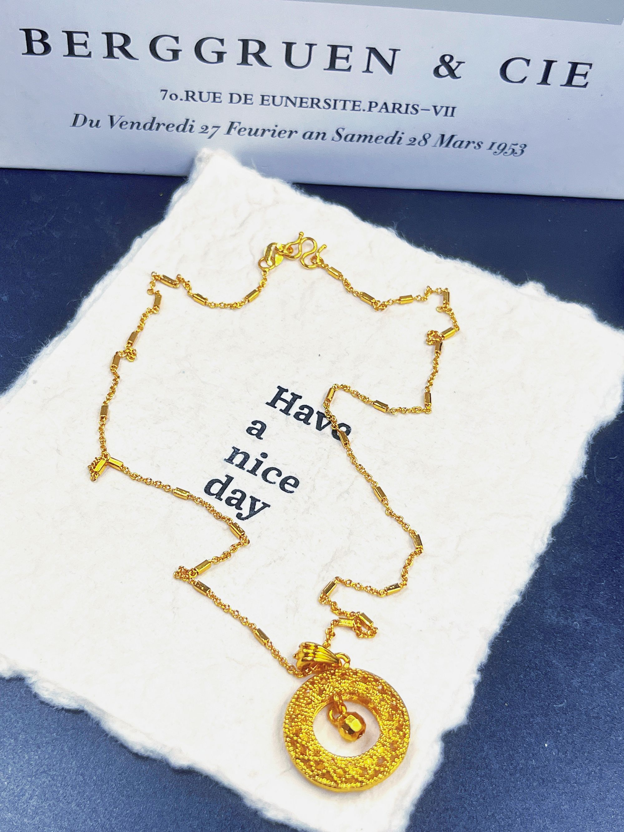 合金项链 花丝镂空平安扣项链转运珠吊坠锁骨链