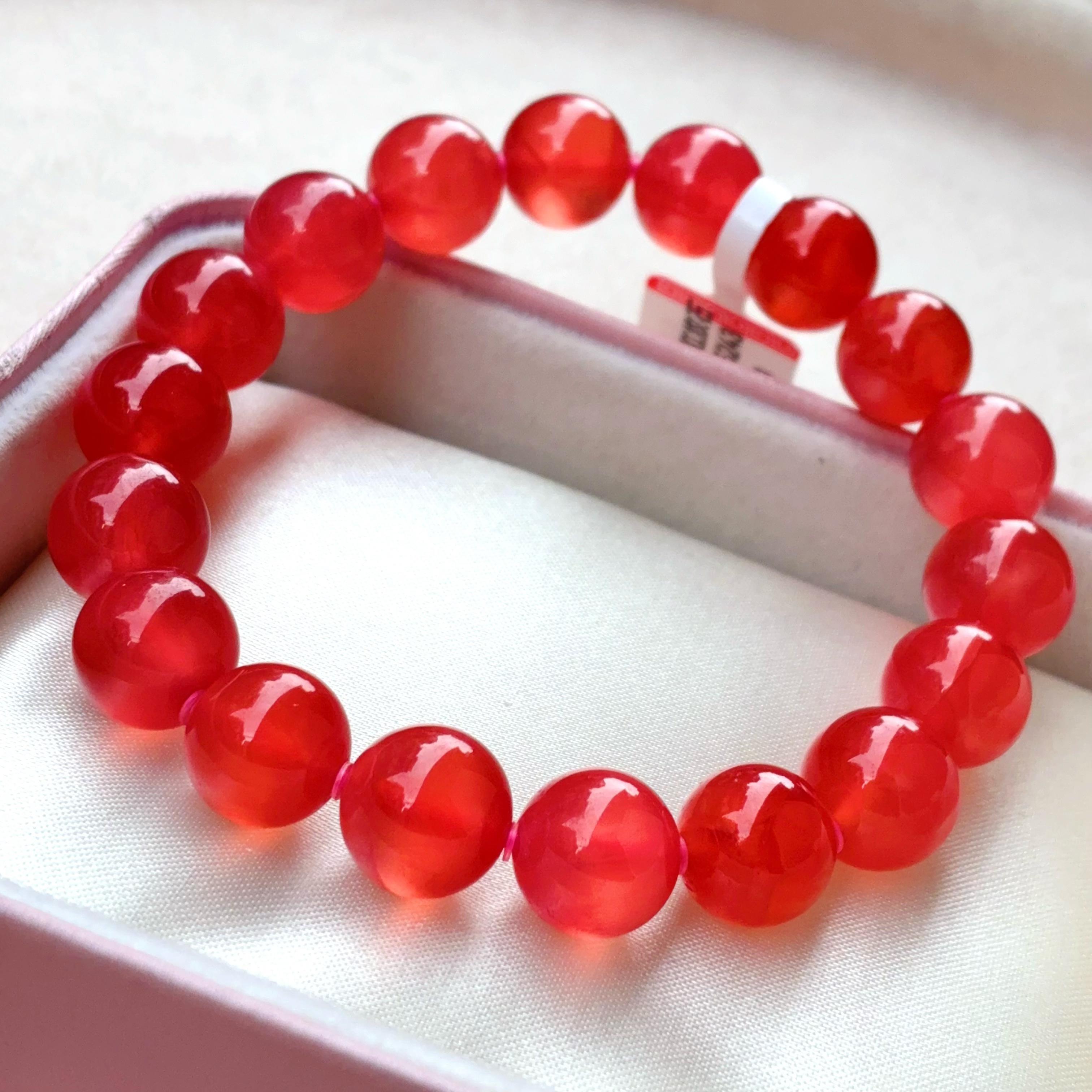 天然红纹石手串大尺寸老矿冰种11.5mm女款菱锰矿手链圆珠单圈