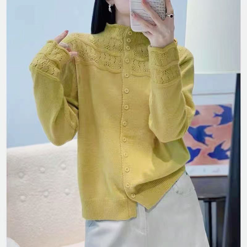 冬季新款女士保暖显瘦气质百搭镂空挑孔打底外穿毛针织衫