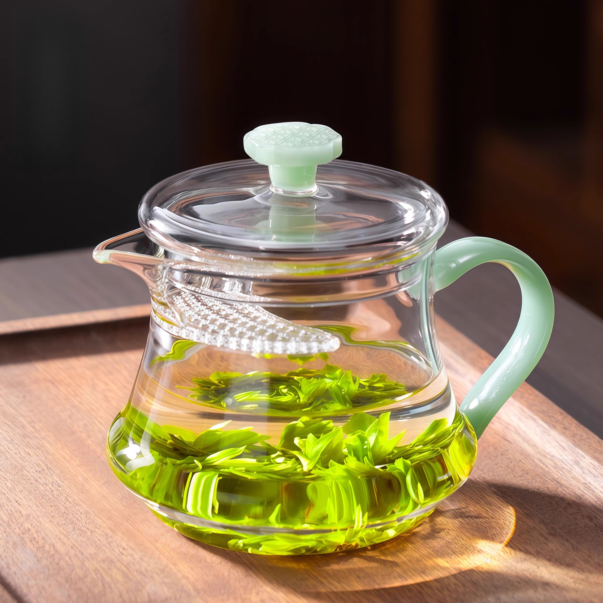 加厚玻璃月牙公道杯茶漏一体过滤泡茶公杯茶水分离绿茶专用分茶器