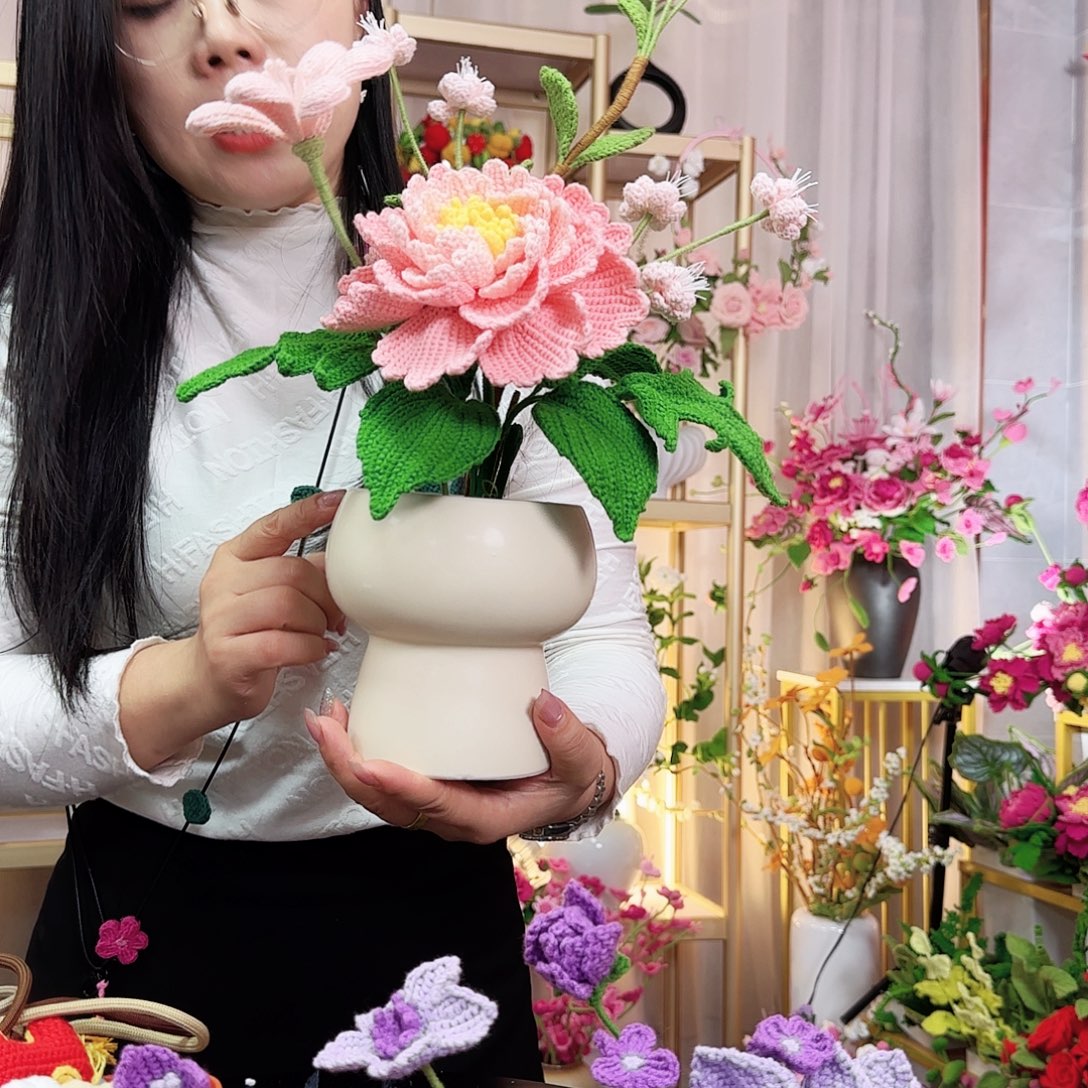 纯手工钩织手工钩织设计盆栽