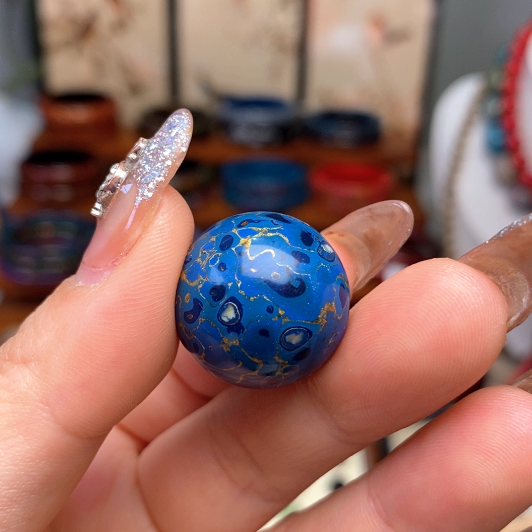 大漆珠20mm犀皮纹精品单珠