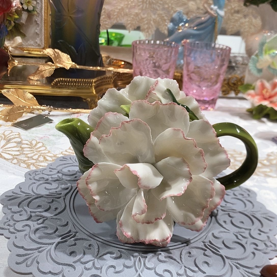 摆件骨瓷康乃馨花壶礼盒装