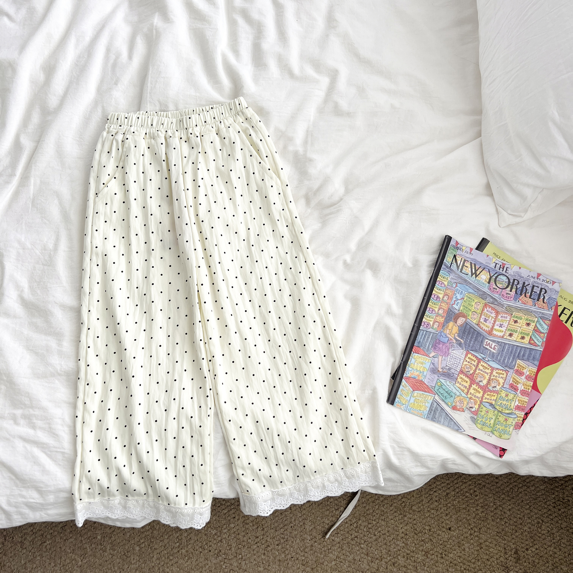 （现货）女童夏季新款波点直筒宽松休闲裤女宝薄款裤子JDKXW58026