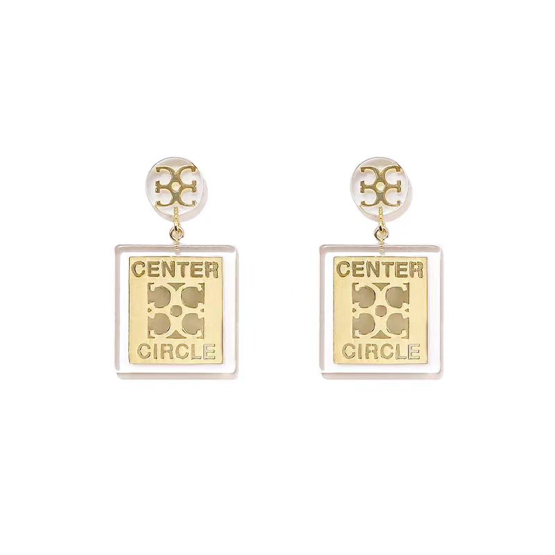 铜合金树脂耳饰 CENTER OF CIRCLE手工夹心方块耳饰COC0510322