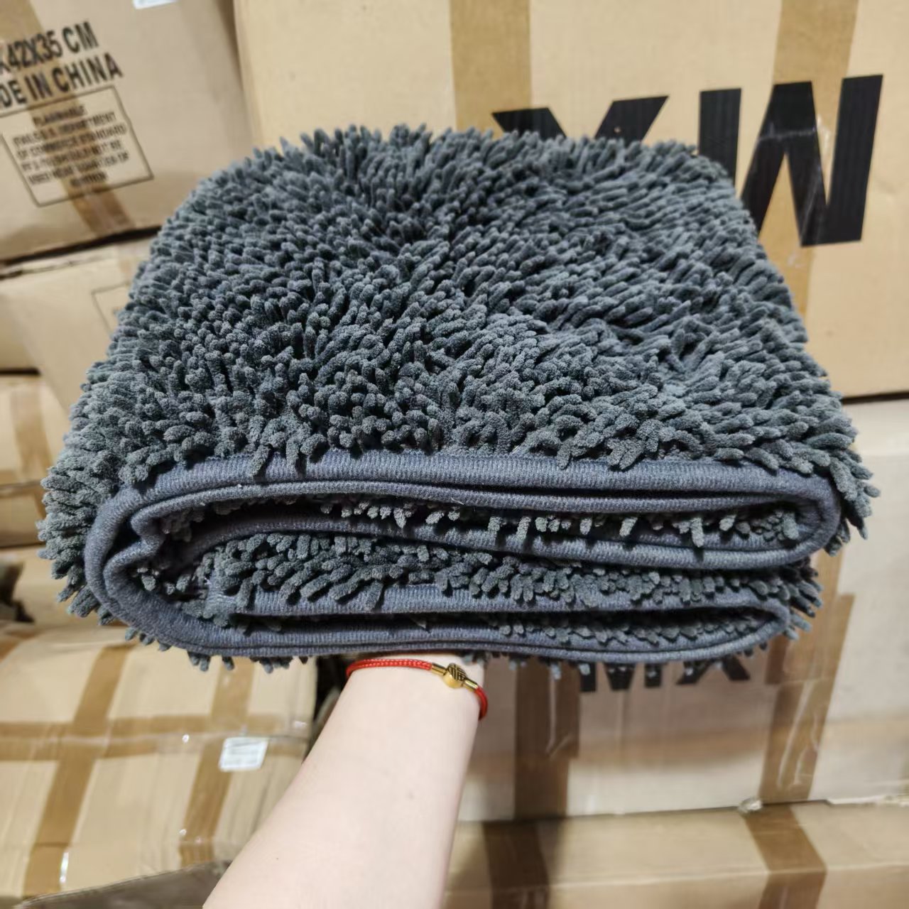 无异味！炭灰色  雪尼尔地垫50*120