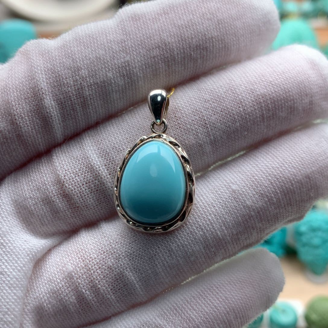 绿松石颈饰银S925镶嵌