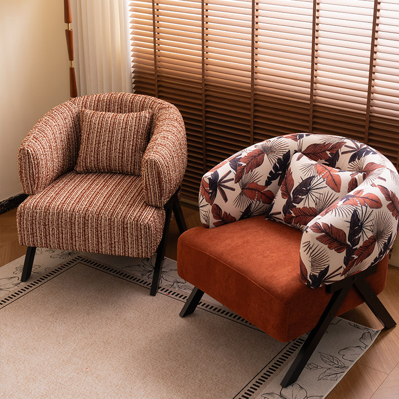 可颂椅单人沙发椅意式洽谈实木沙发椅简约现代售楼部大堂椅子