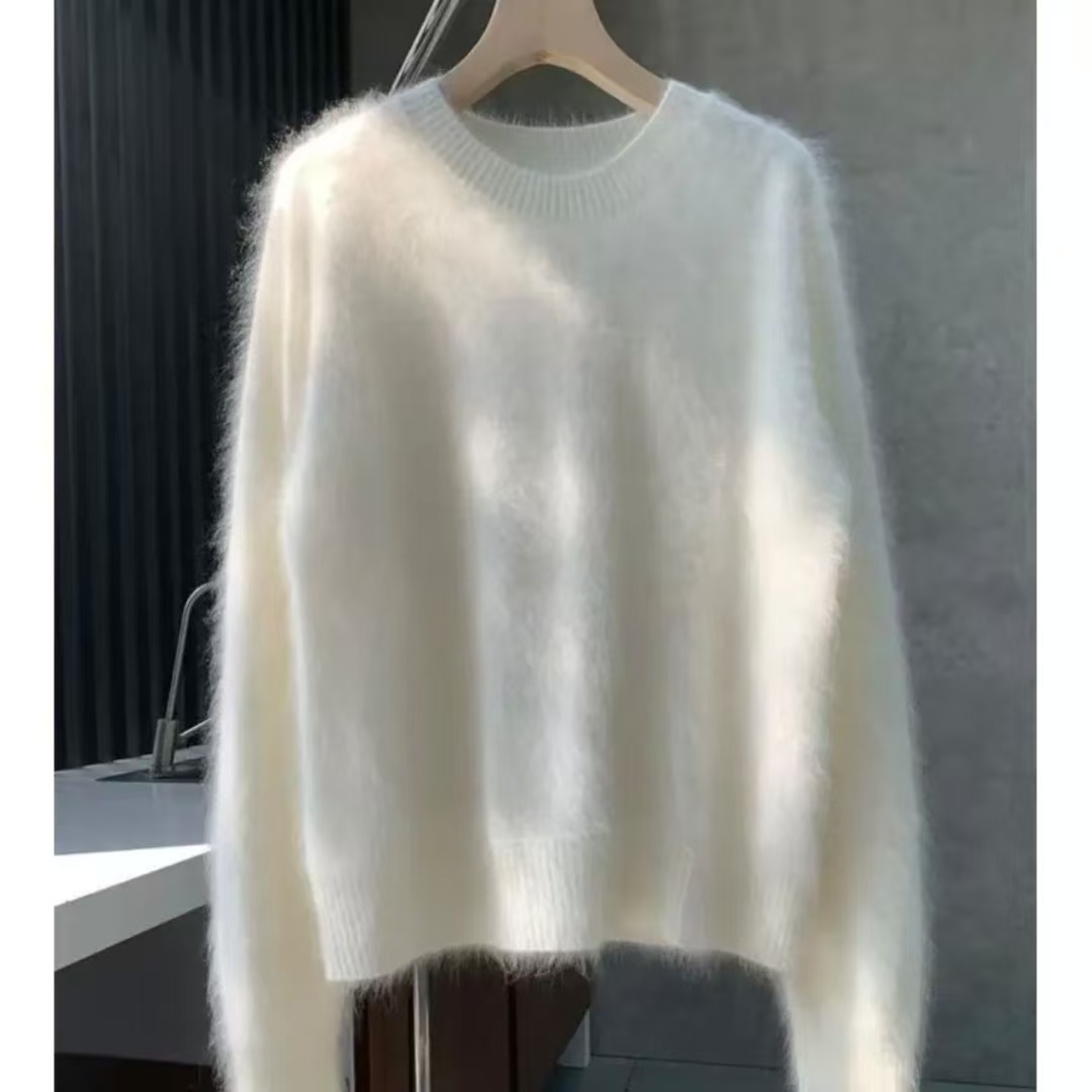 新款100%拉绒工艺氛围感百搭款山羊绒羊毛衫