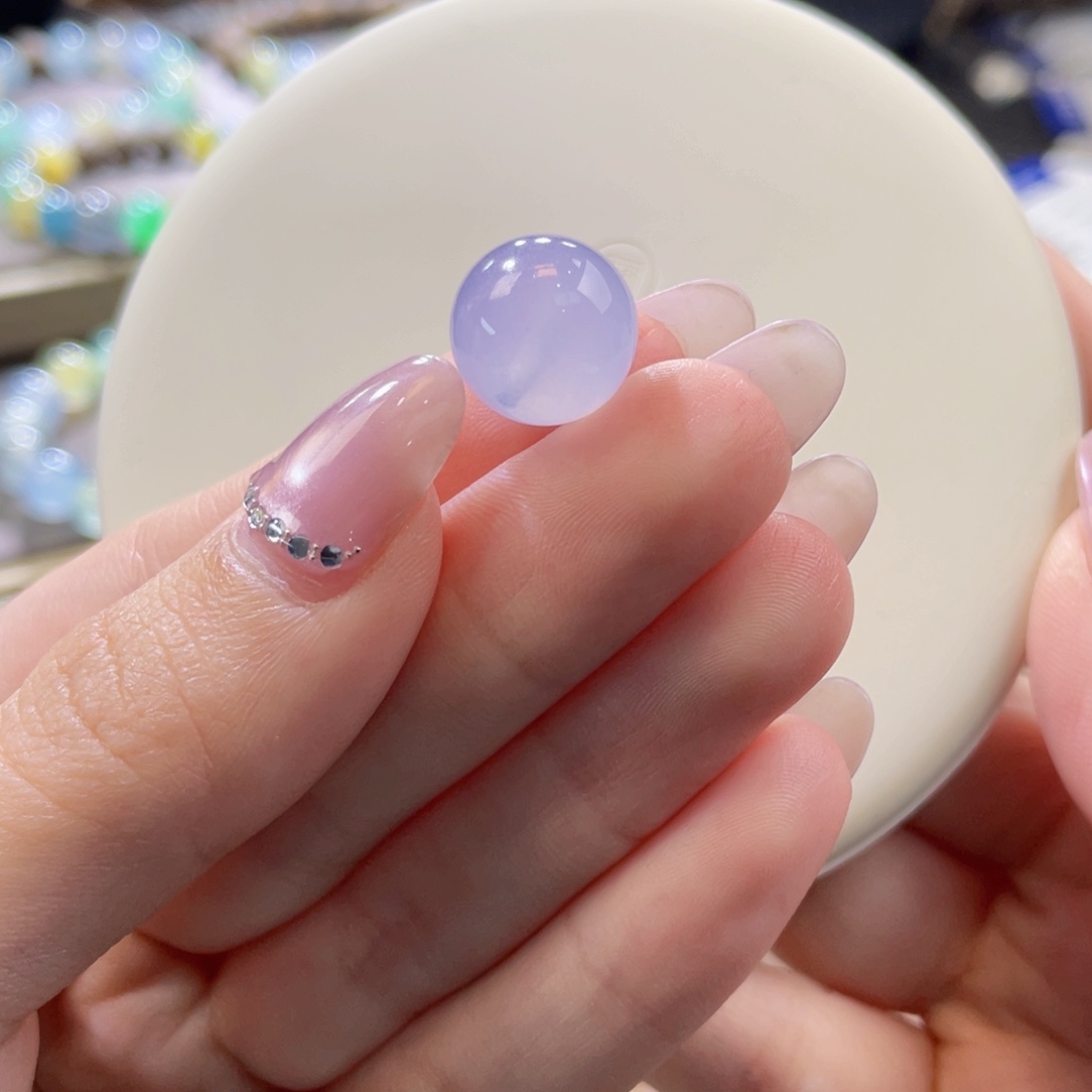 翡翠未镶嵌手链卡12.5粉紫