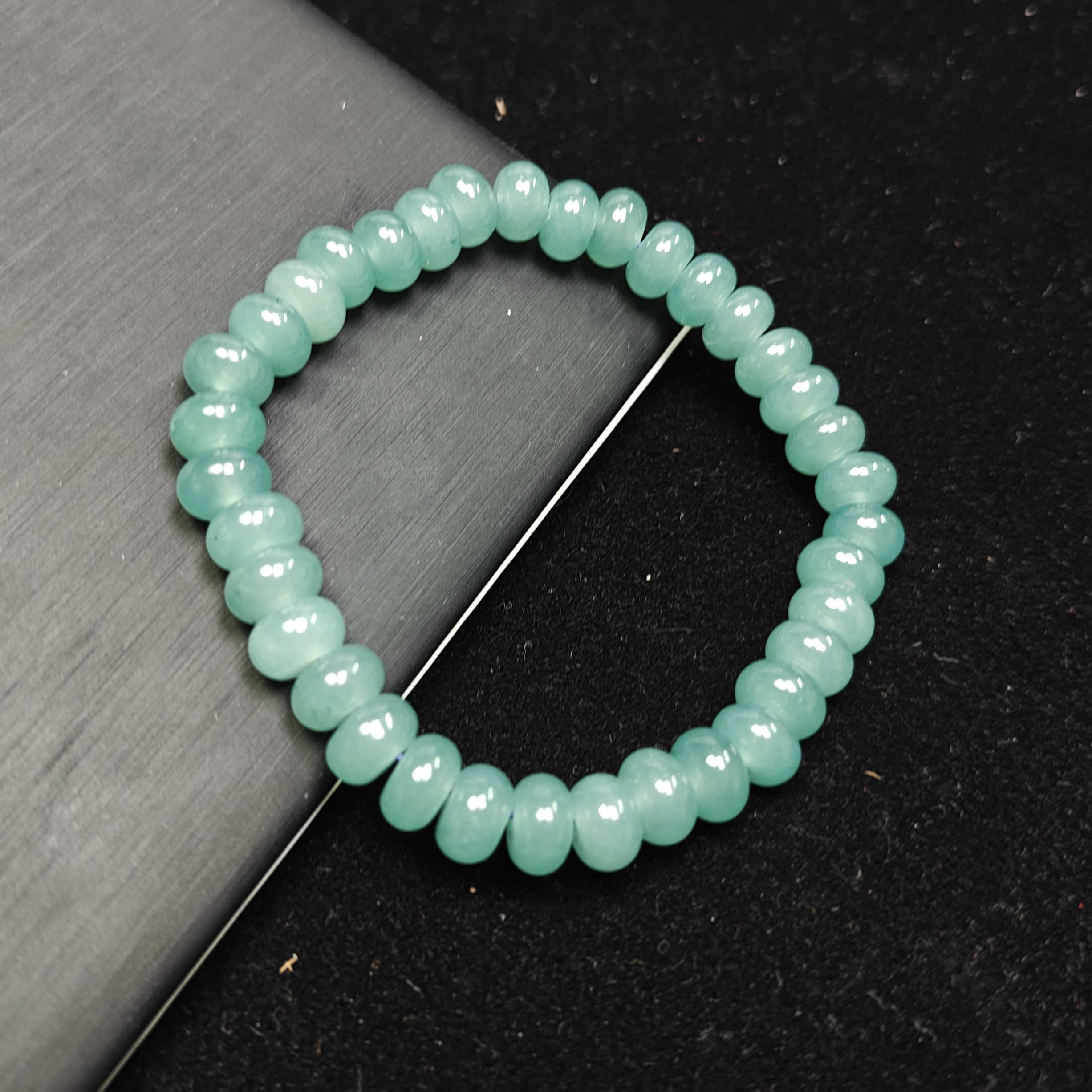 [停业清货]冰老蓝水色8m算盘珠手串-344-多样性发一