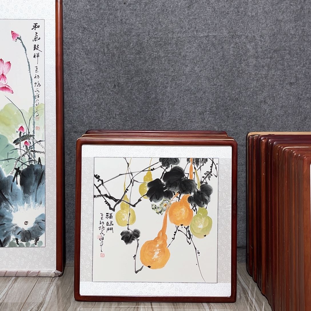国画书画作品带框63×63