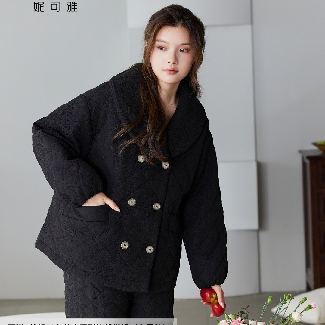 妮可雅冬季女士2025新款梭织面料轻奢保暖女士睡衣家居服