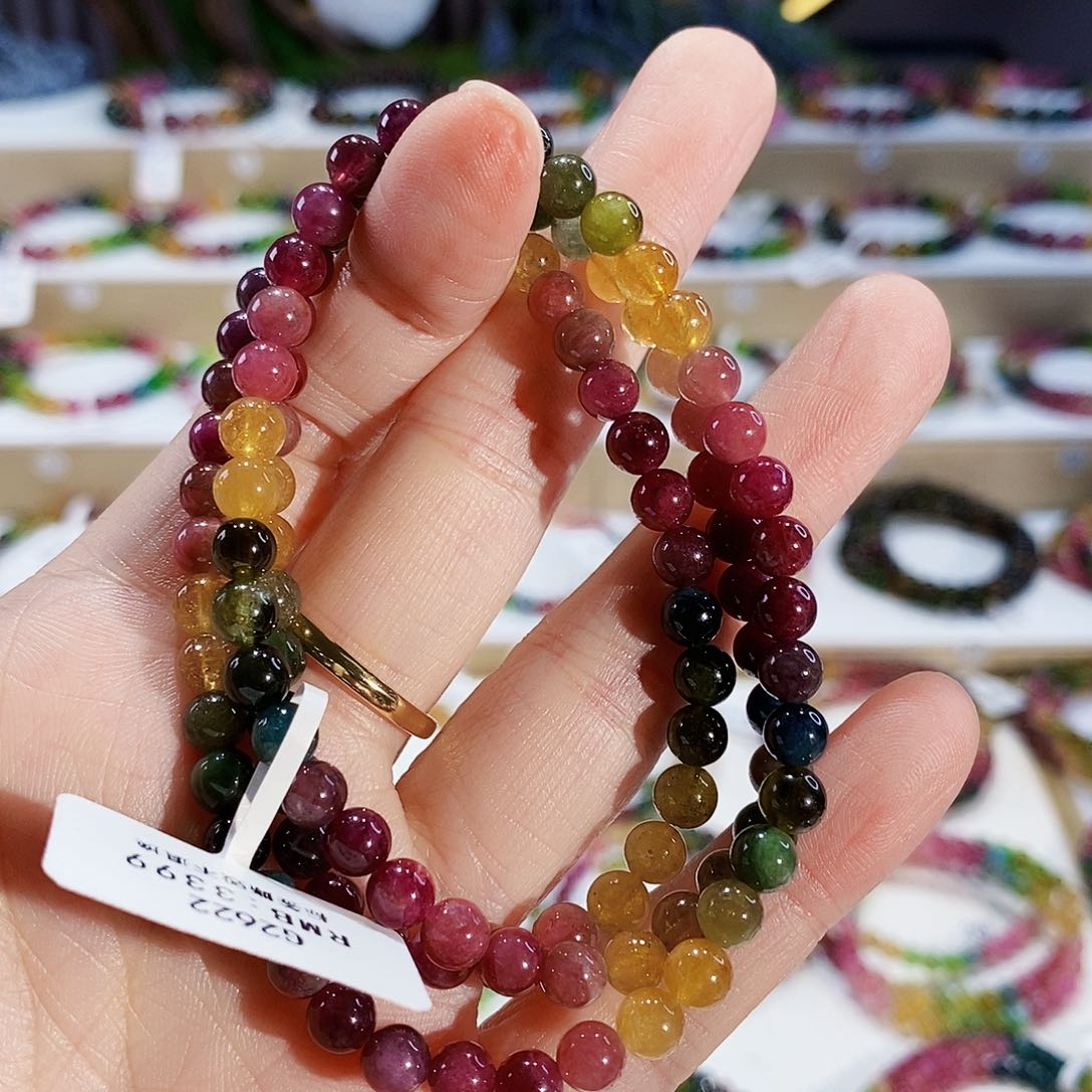 碧玺手链未镶嵌G2622三圈颜色微差