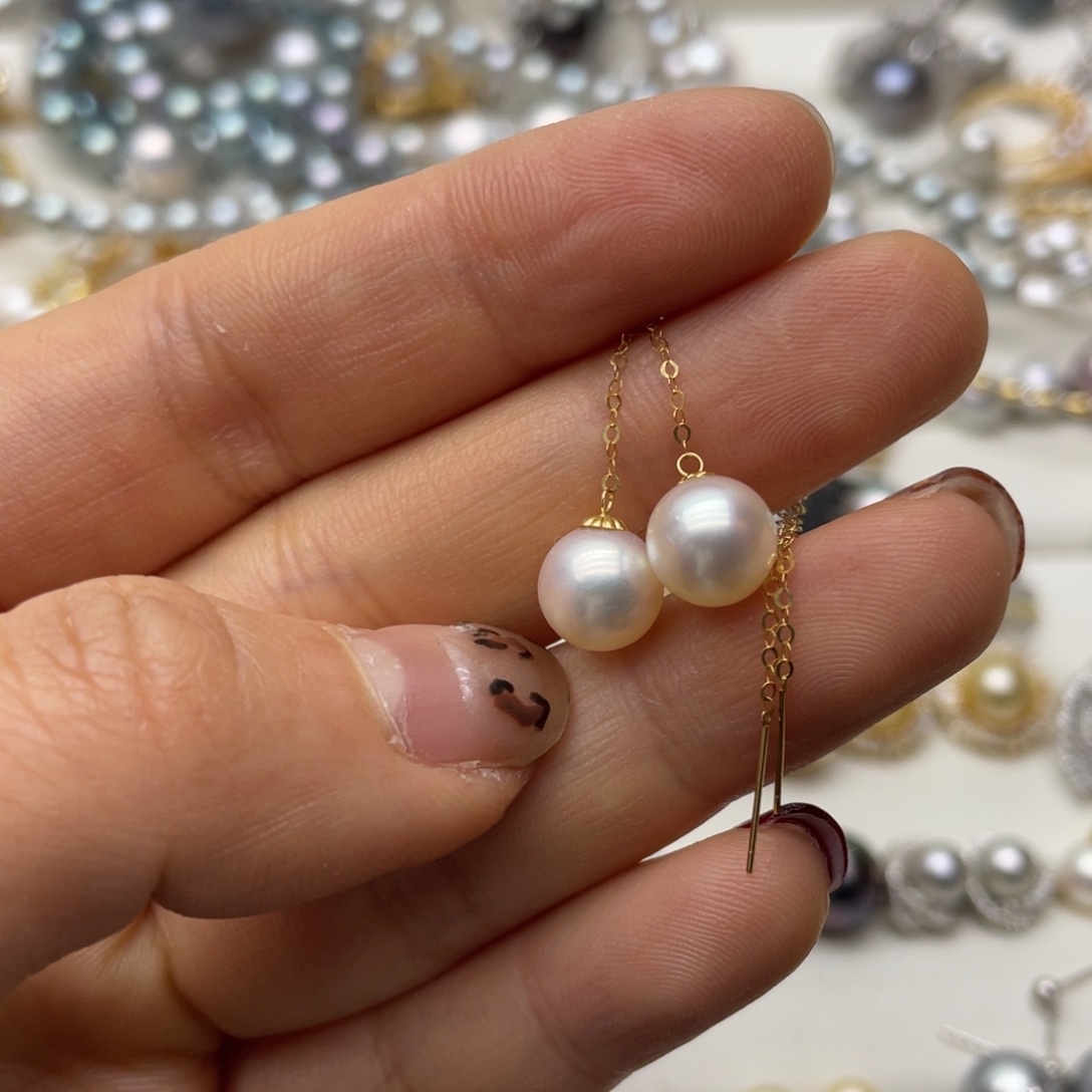 海水珍珠耳饰18K金镶嵌