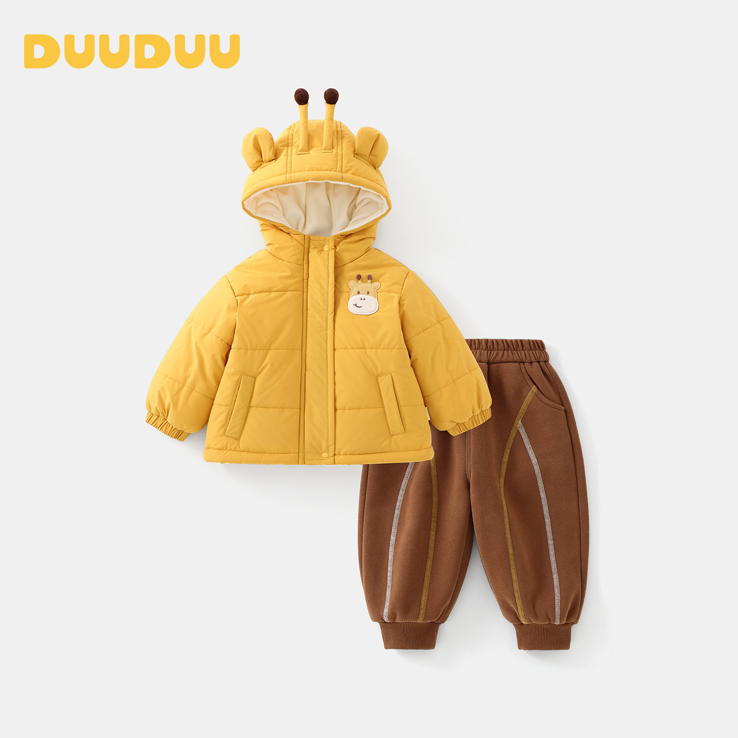 DUUDUU宝宝套装加绒加厚棉服男童冬装棉袄小童保暖冬季棉衣外套