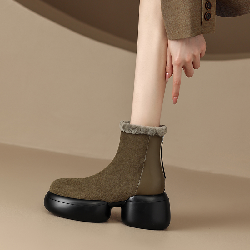 602-牛翻皮鞋面-毛里鞋垫-毛里内里-聚氨酯底-跟高8cm