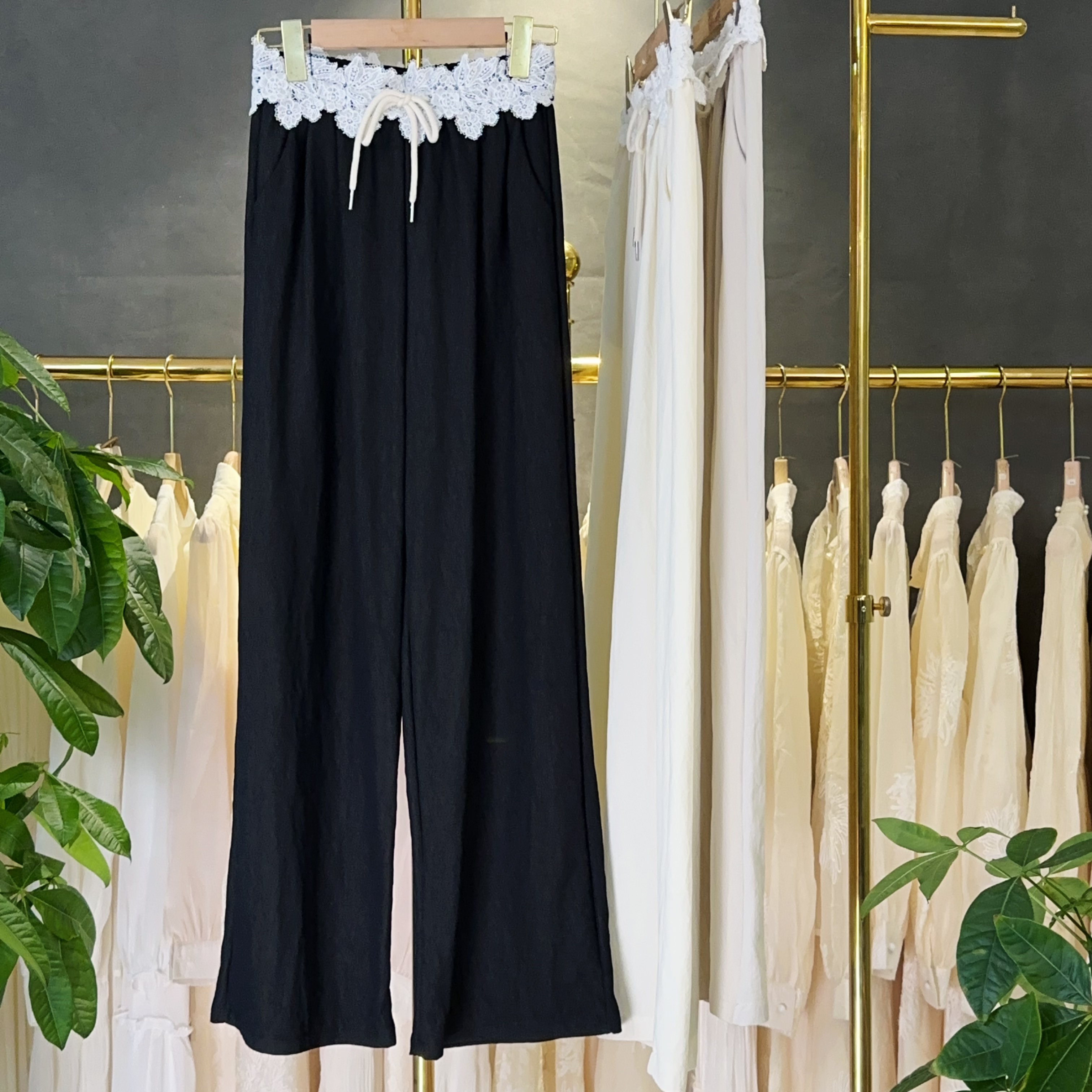 【RG5672】2025年新款蕾丝气质直筒时尚休闲夏季宽松女士百搭裤子