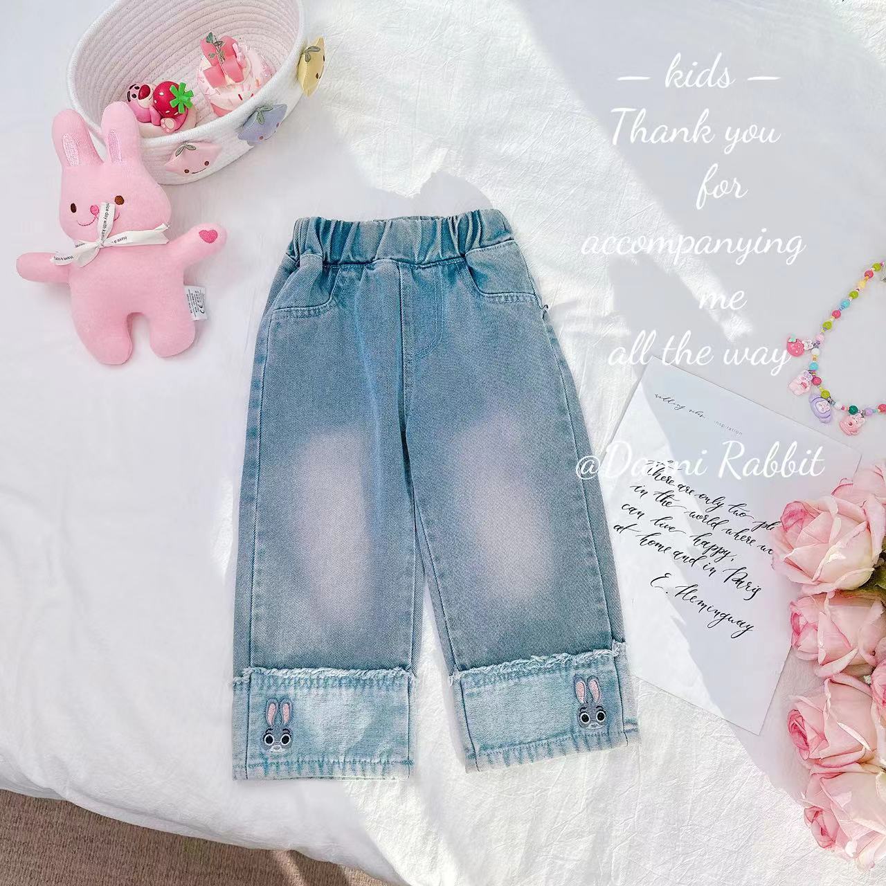 【Dannirabbit】*兔子警官+卡通洋气*女童阔腿牛仔裤 D-W103